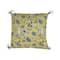 Hello Honey® Chartreuse & Blue Floral Pattern Cotton Pillow with Yarn-Wrapped Tassels